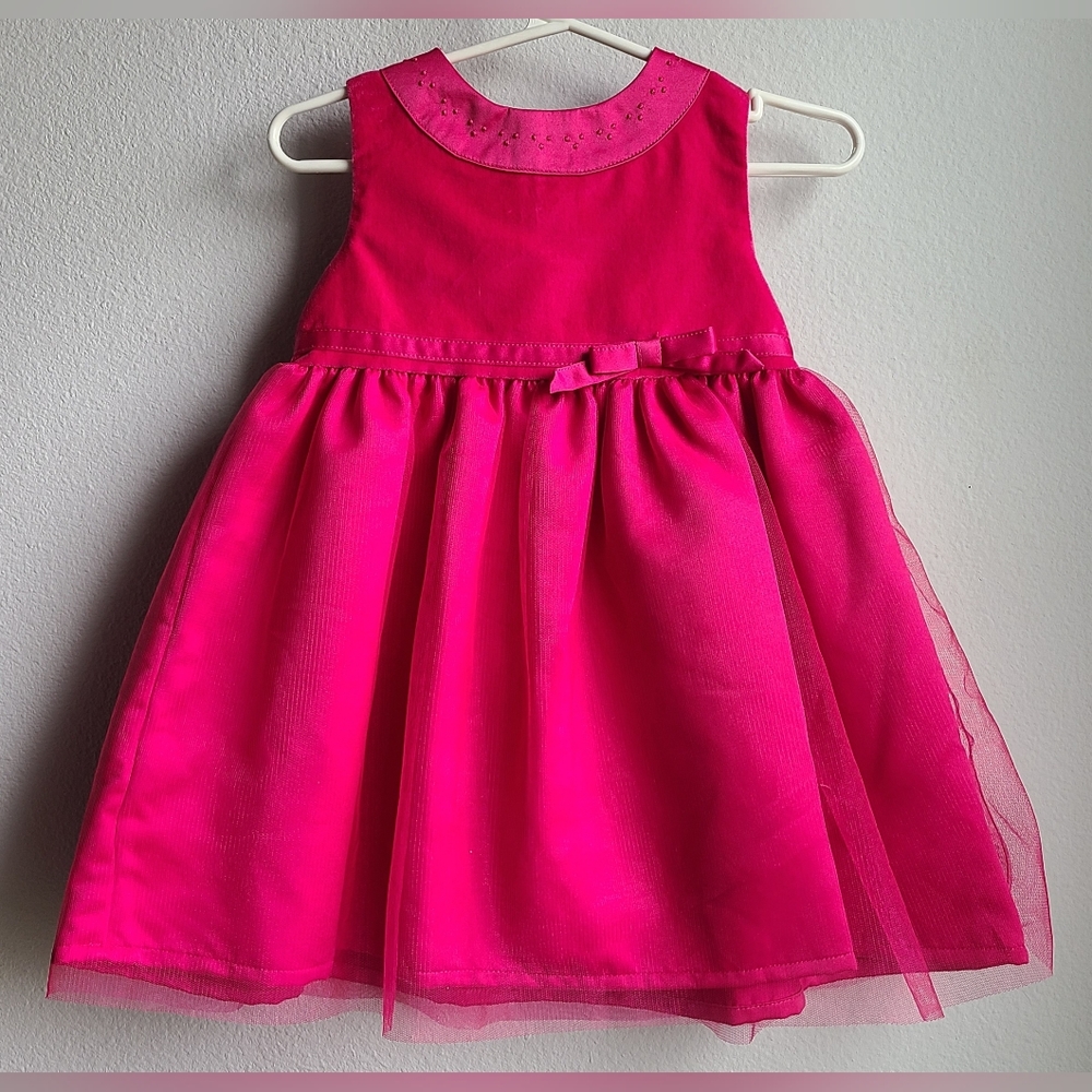 Carters - Girl's Fuschia Dress With Velvet Bodice, Sz 24 M